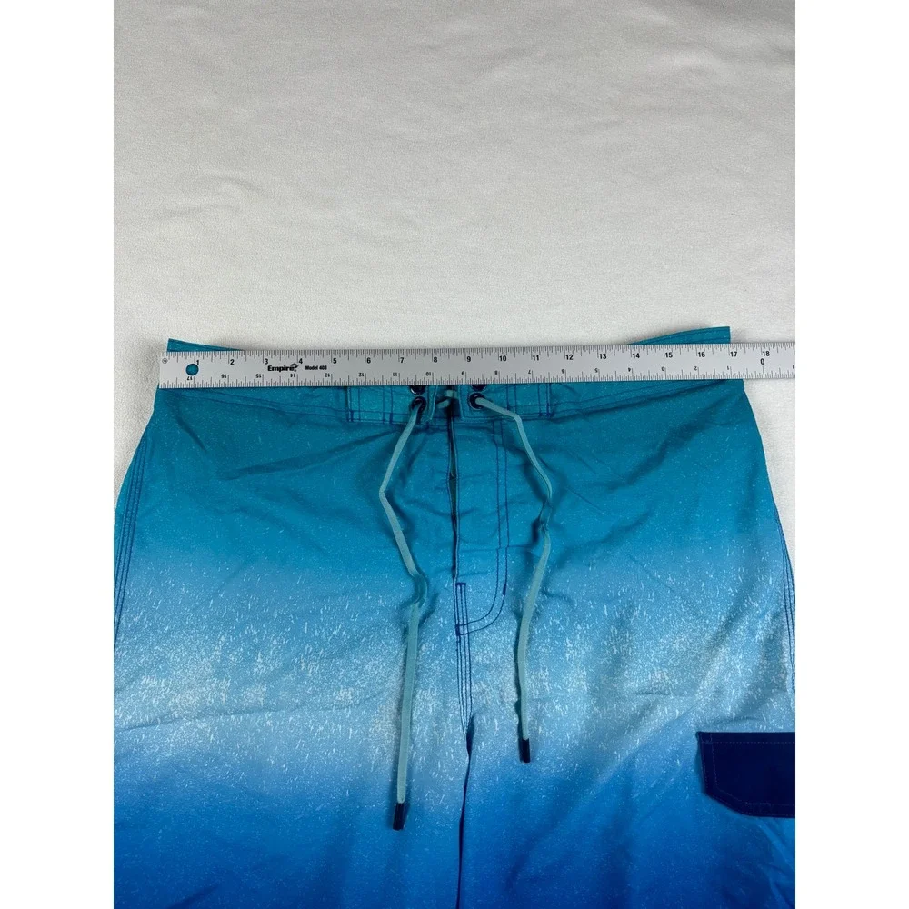 Speedo Mens Board Shorts Blue Ombre Gradient Mesh‎ Lined Swim Trunks Size Large